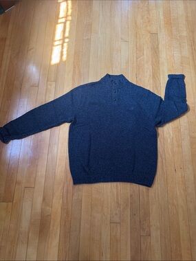Chaps Men's Button Neck crew Sweater in dark charcoal  Gray size XL
